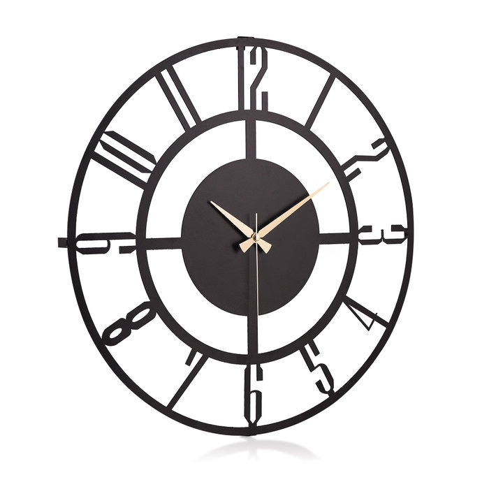 Wallity Reloj de pared decorativo de metal negro 41 cm
